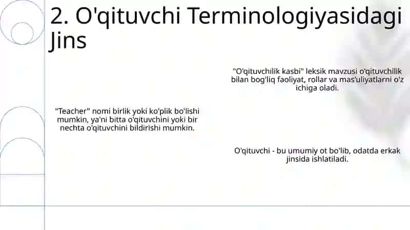 O'qituvchi rollaridagi Jins va Son 4