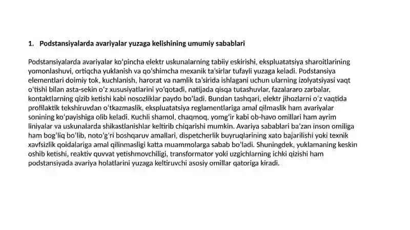 Podstansiyalardagi avariya larni bartaraf etish 4
