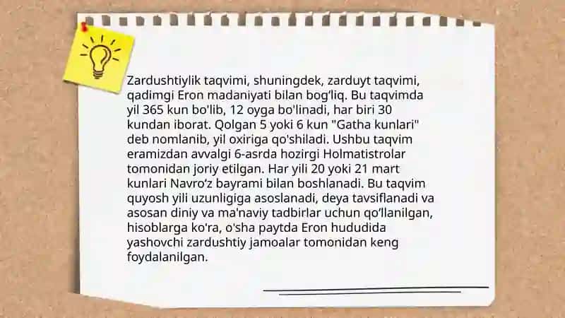 Zaratushtra taqvimi (Zarduyt quyosh kalendari) 4