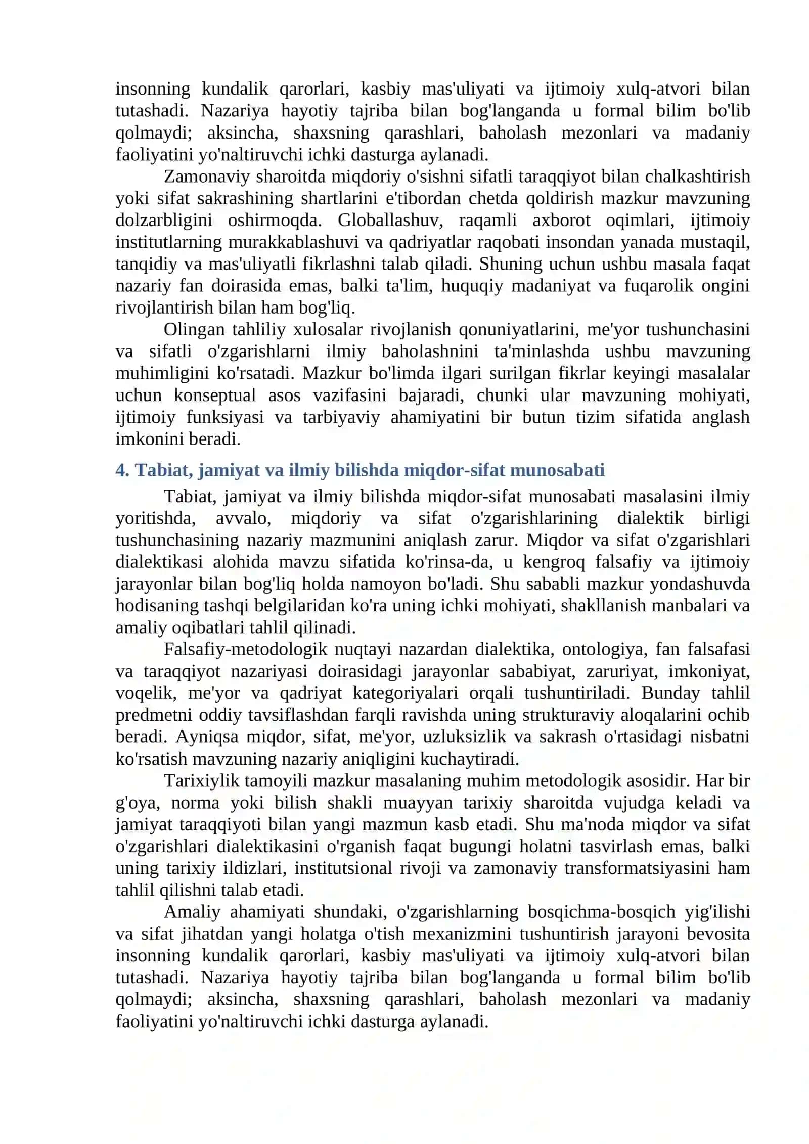 MIQDOR VA SIFAT O'ZGARISHLARI DIALEKTIKASI 4