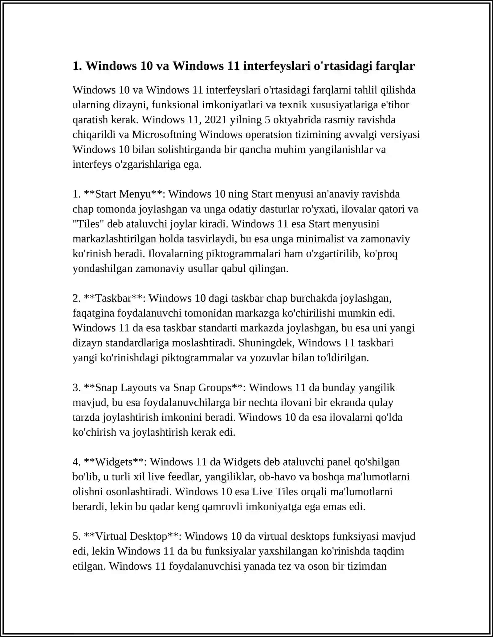 WINDOWS 10, 11 OPERATSION TIZIMLARI VA ULARDAGI YANGI IMKONIYATLARI VA QULAYLIKLARI 4