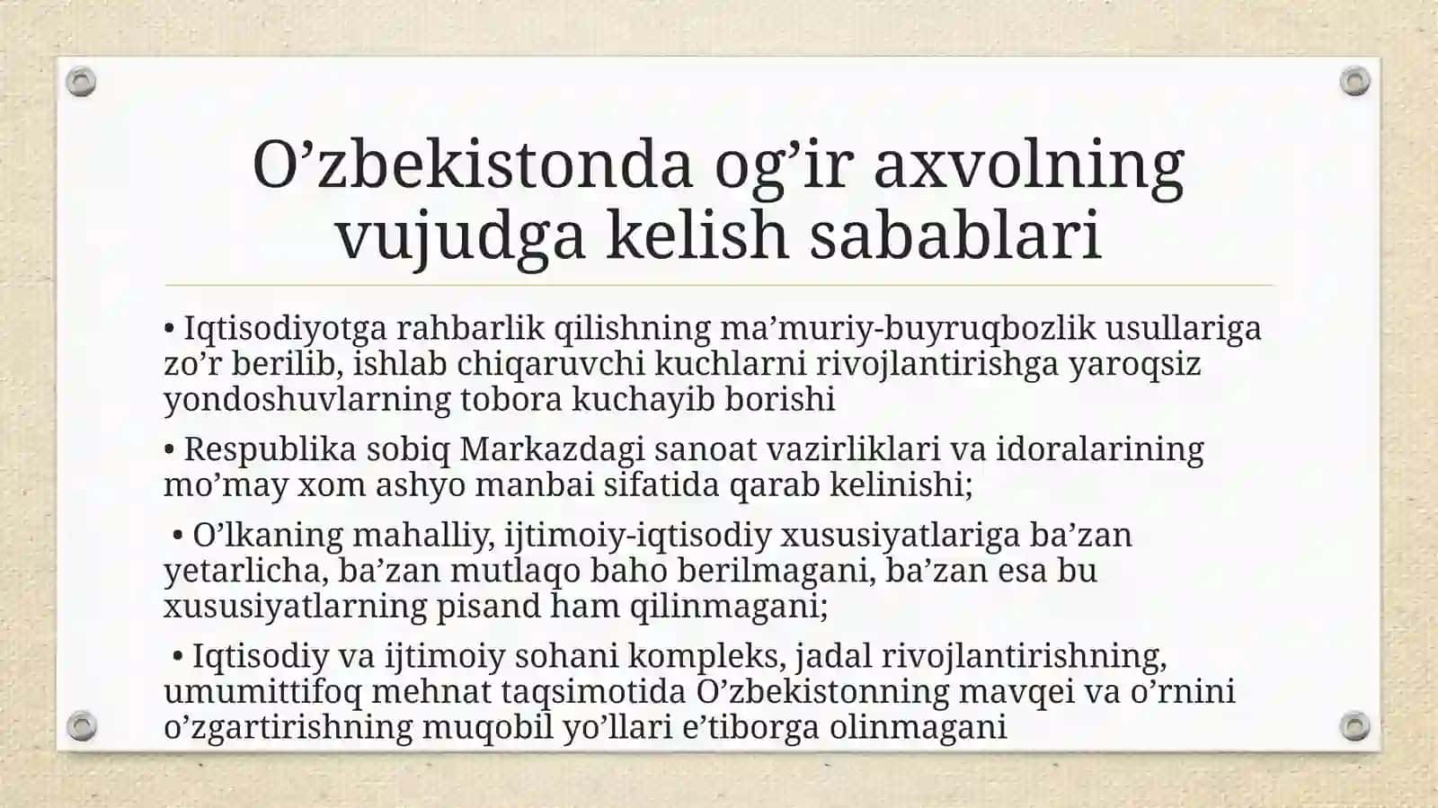 Mustaqillikka erishisharafasida O’zbekistondagi ijtimoiy-siyosiy jarayonlar 4