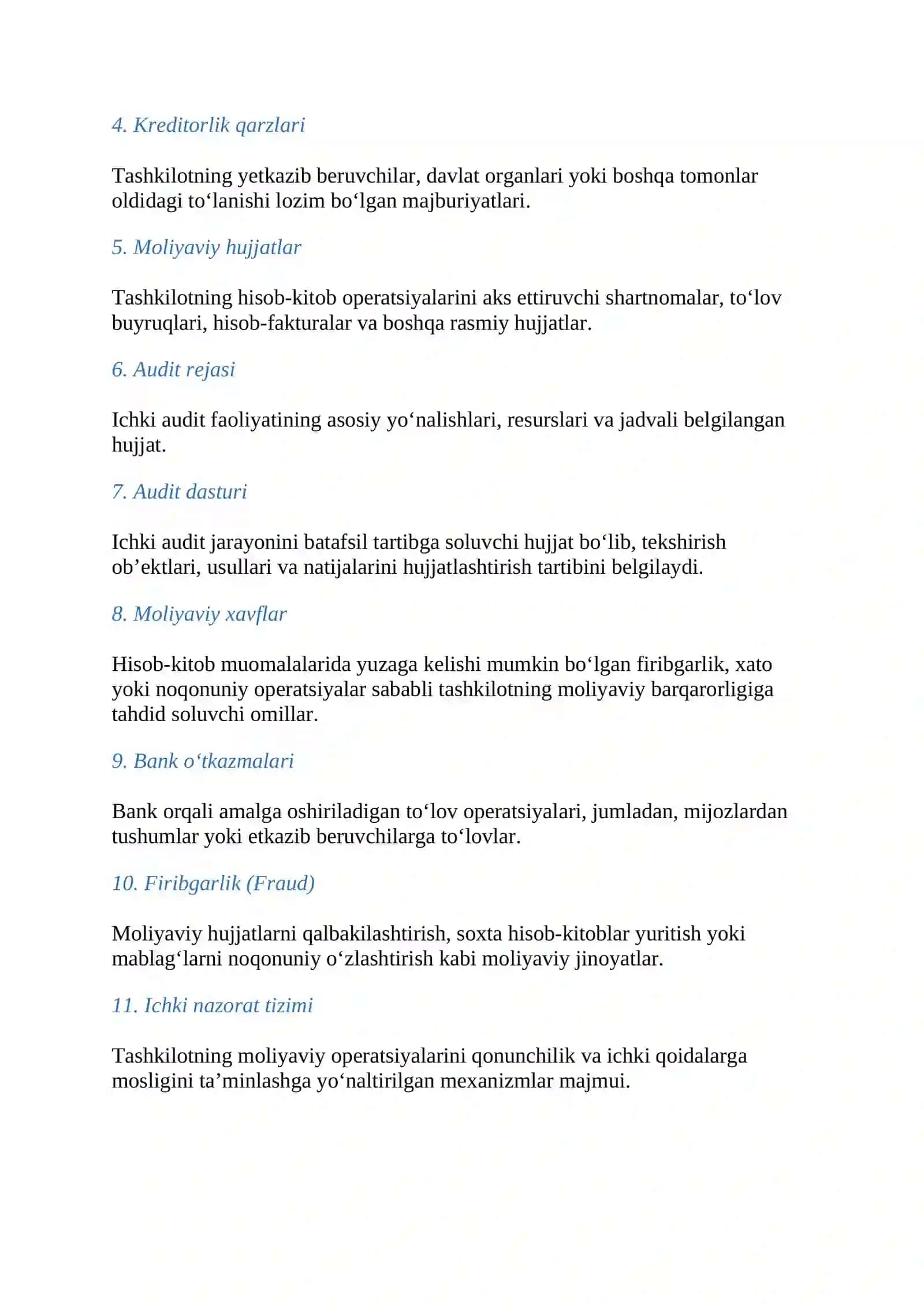 Hisob-kitob muomalalari ichki auditi 4