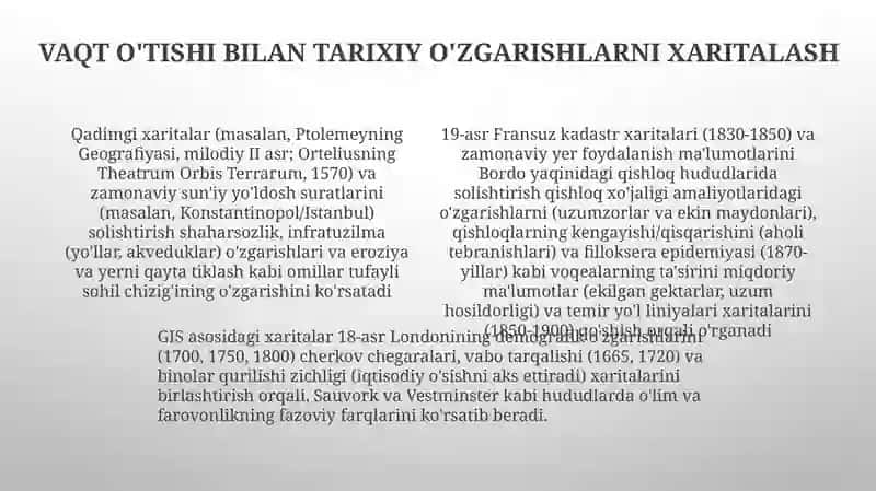 Tarixiy obyekt, tarixiy voqea va hodisalarni plan va kartada tasvirlash 4
