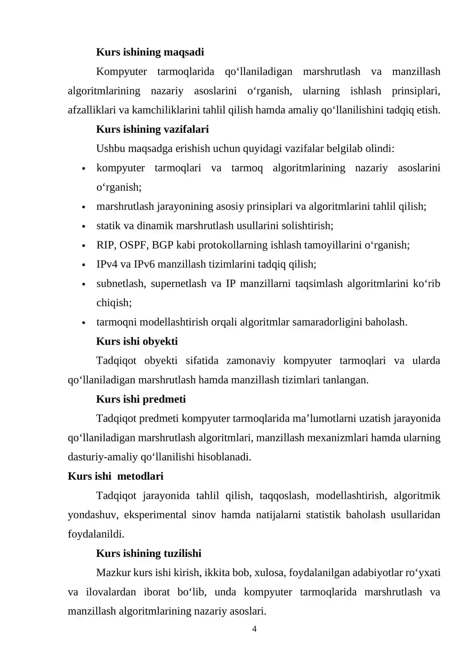 Tarmoqlar uchun algoritmlar: marshrutlash va manzillash 4