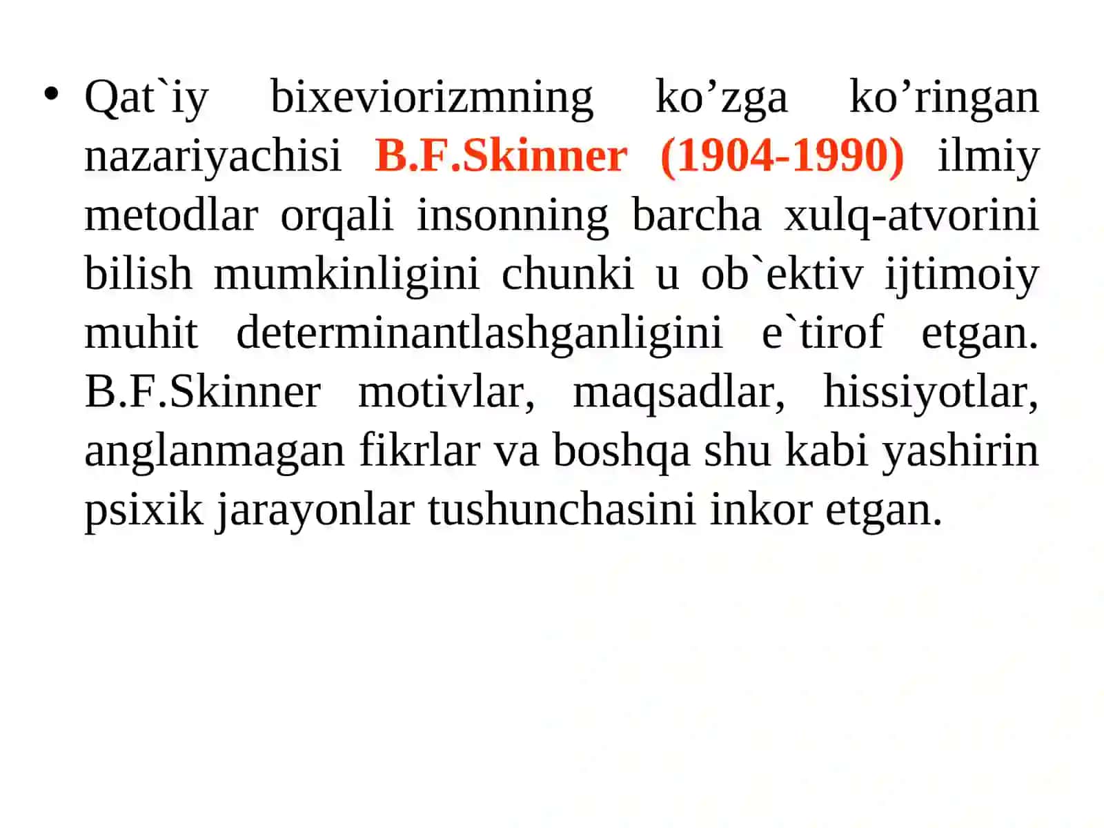 B.F.SKINNERNING OPERANT O’RGANISH NAZARIYASI 4
