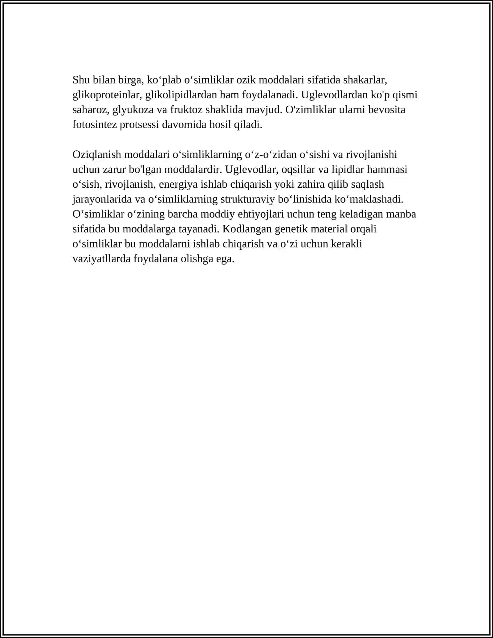 OʻSIMLIKLARNING KIMYOVIY TARKIBI OZIQLANISH TURLARI 4