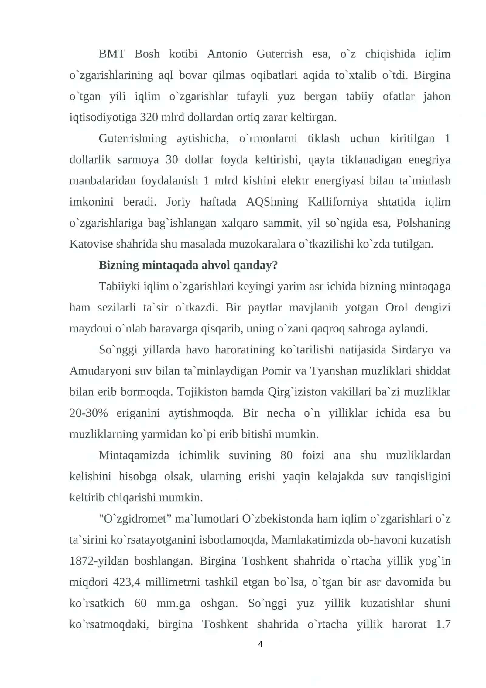 Iqlimning o`zgarishi va uning oqibatlari 4