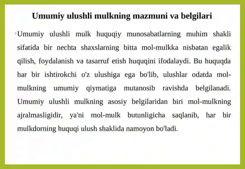 Umumiy ulushlimulknie gallash tartibi 4
