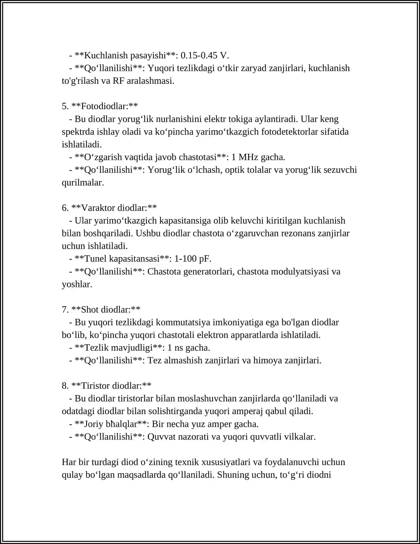 DIOD VA UNING XARAKTERISTKALARI 4