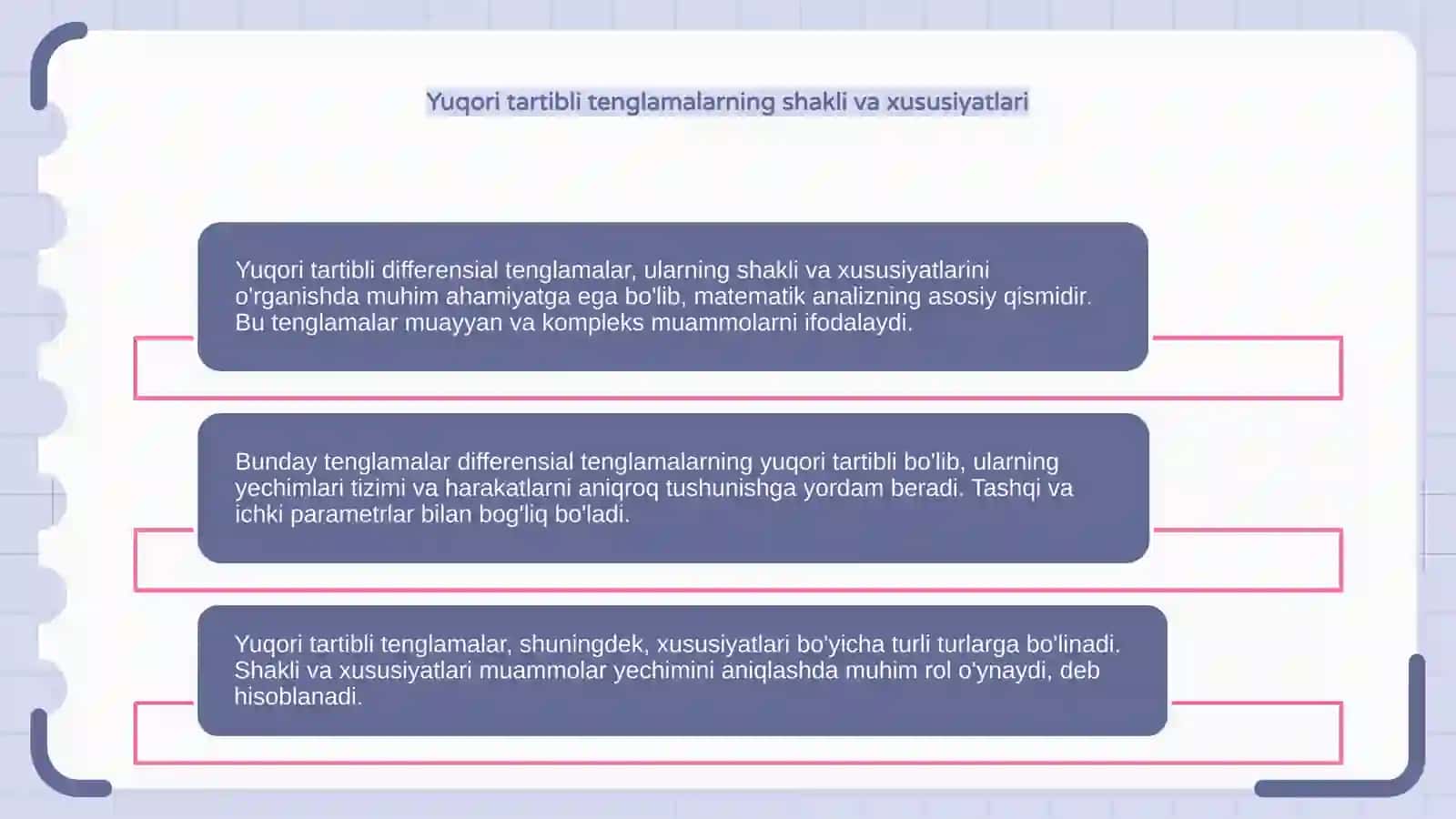 Yuqori tartibli differensial tenglamalar tushunchasi 4