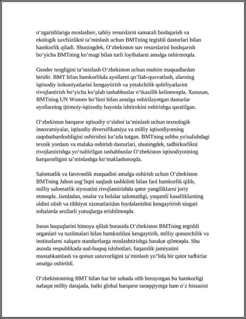 Oʻzbekistonning BMT bilan hamkorligi 4