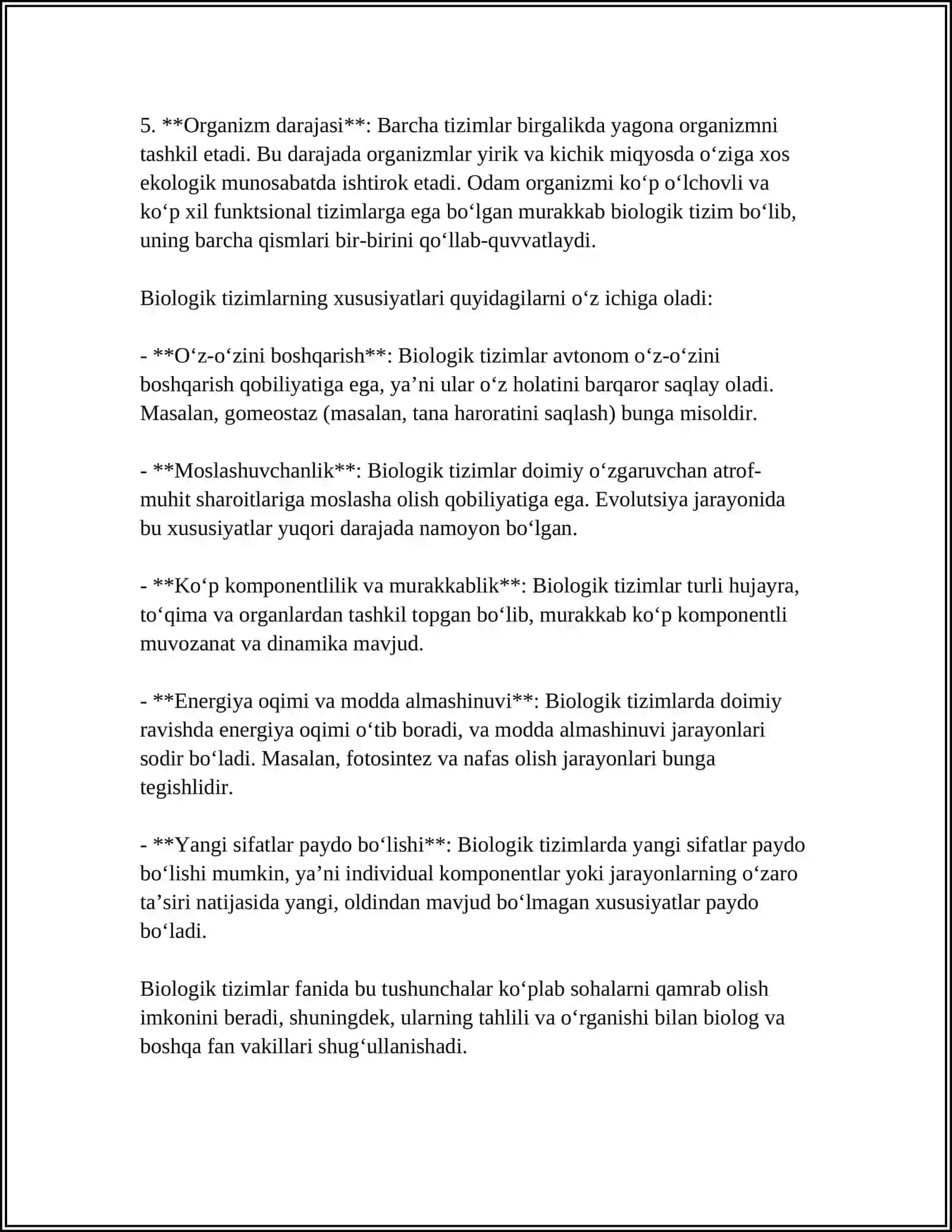 BIOLOGIK TIZIMLARNING MODELLARI 4