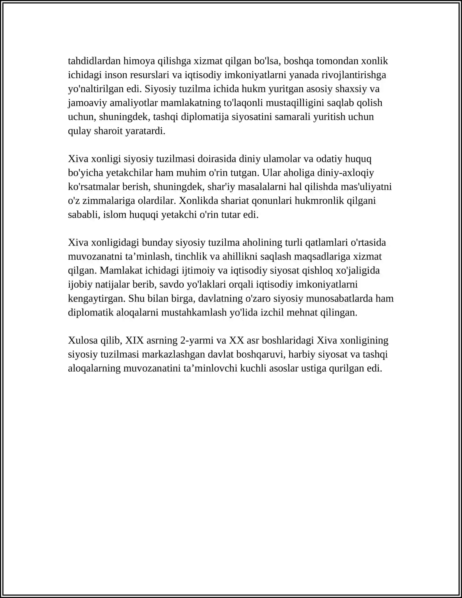 XIVA XONLIGI SIYOSIY TUZILISHI (XIX ASRNING 2-CHI YARMI XX ASRNING BOSHLARIDA) 4