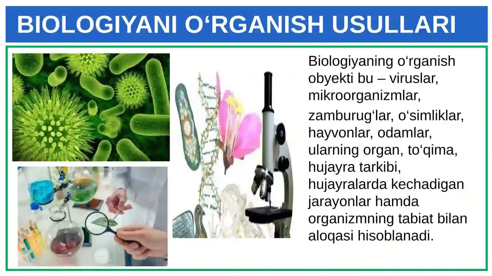 BIOLOGIYANI O‘RGANISH USULLARI 4