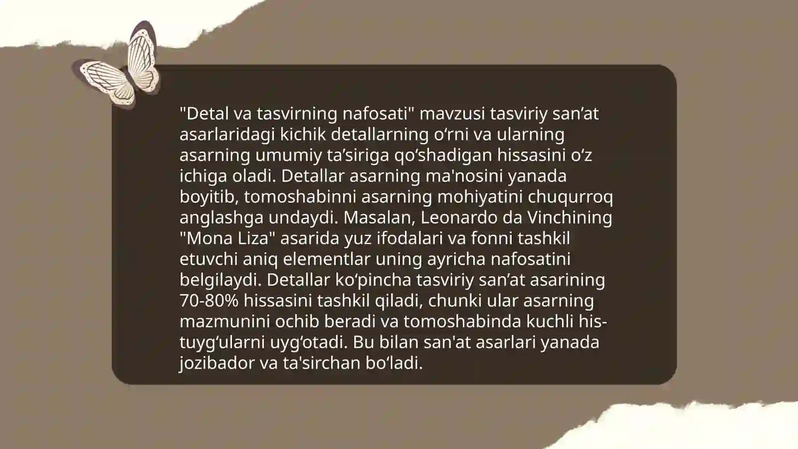 Detalning badiiy asarda o'rni 4