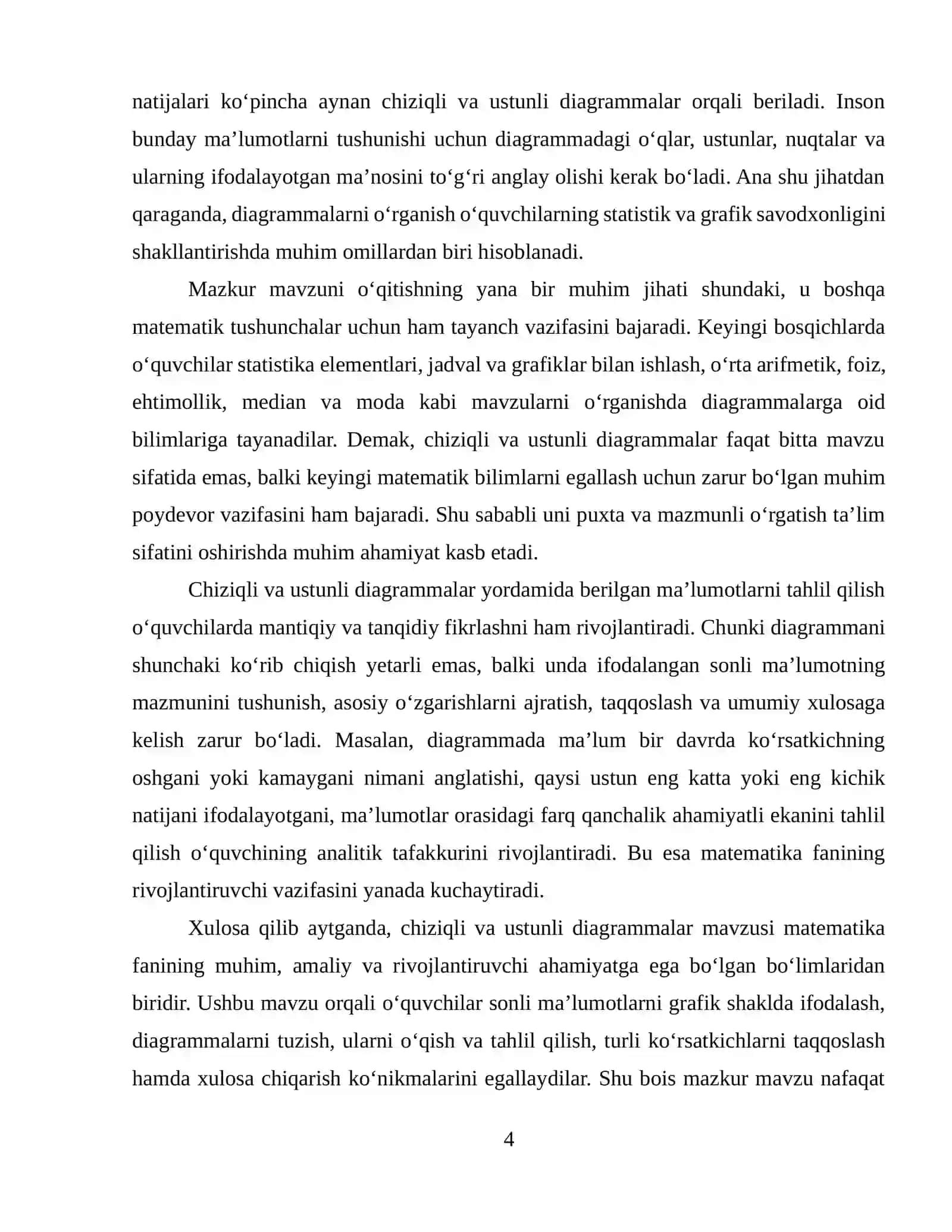 Chiziqli va ustunli diagrammalar 4