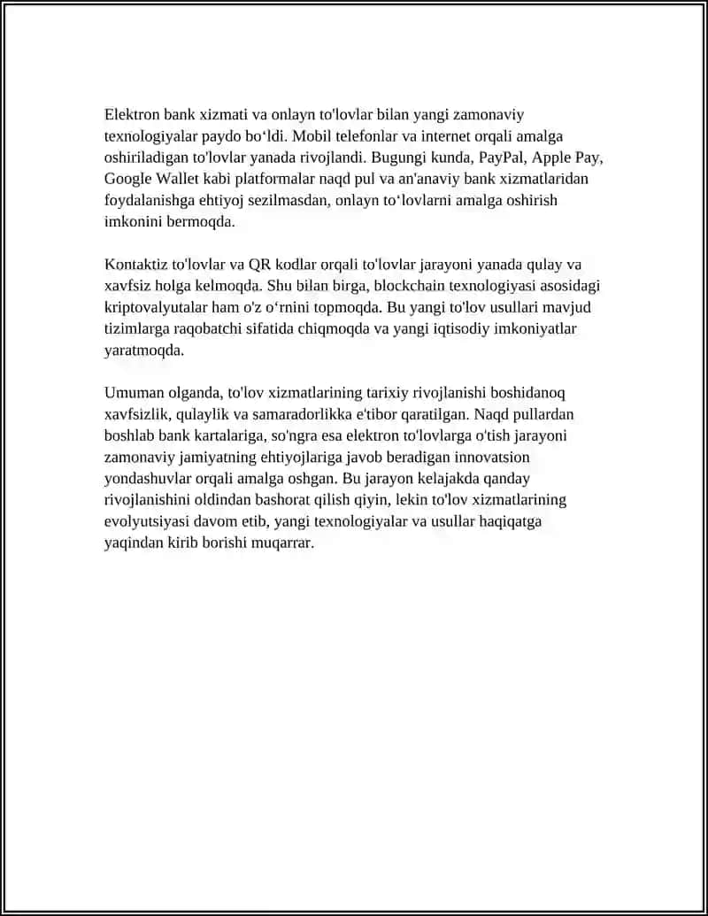 TULOV XIZMATLARINING EVOLUTSIYASI 4