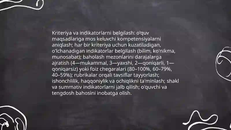 Oʻquvchilarni baholash mezonlari 4
