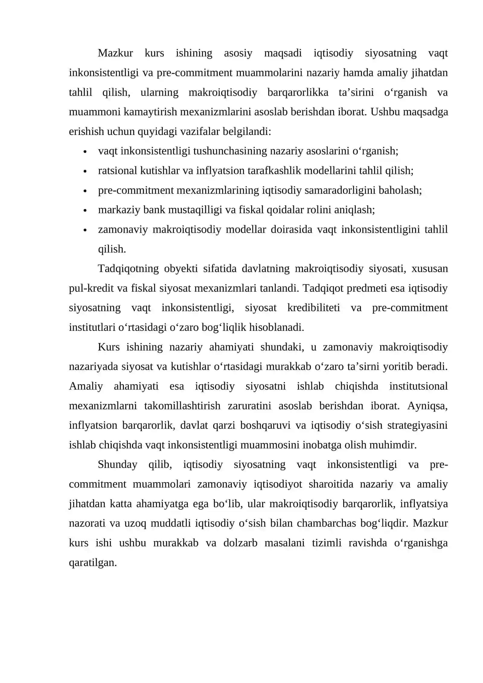 Iqtisodiy siyosatning vaqt inkonsistentligi va pre-commitment muammolari 4