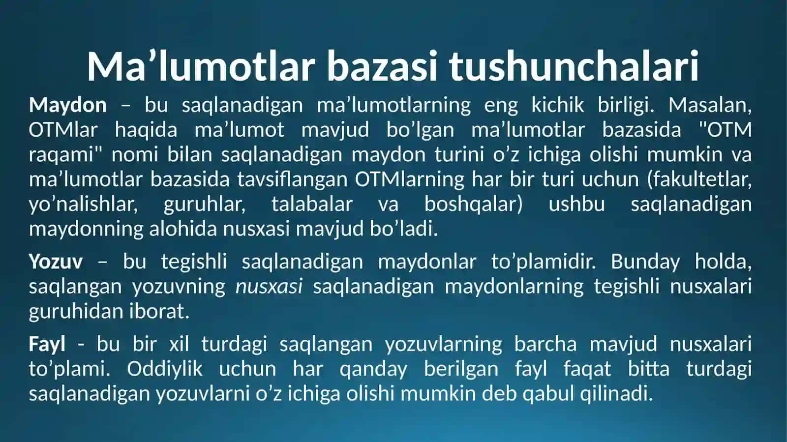Ma’lumotlar bazasi 4