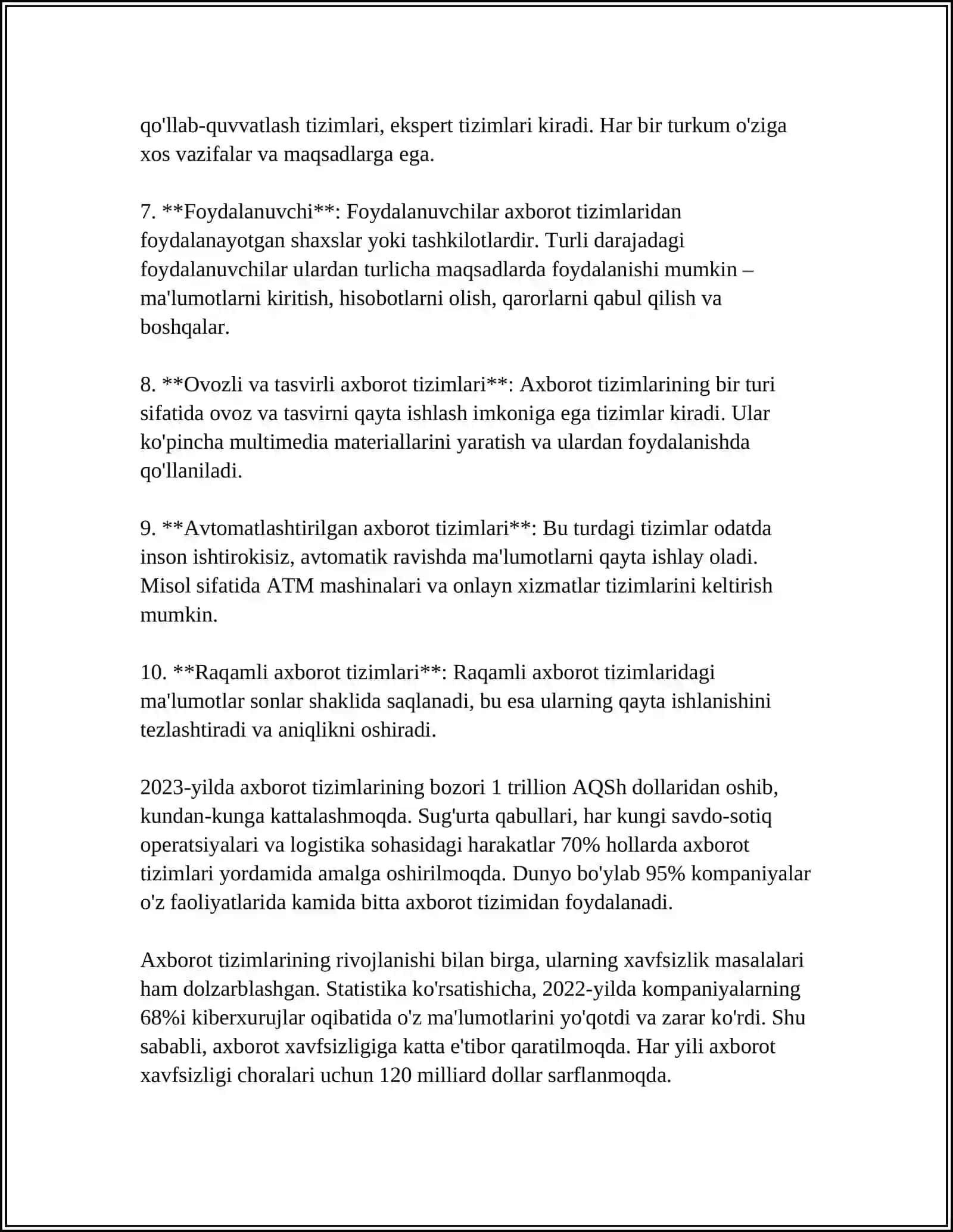 AXBOROT TIZIMLARI VA ULARNI BOSHQARISHDAGI AHAMIYATI 4