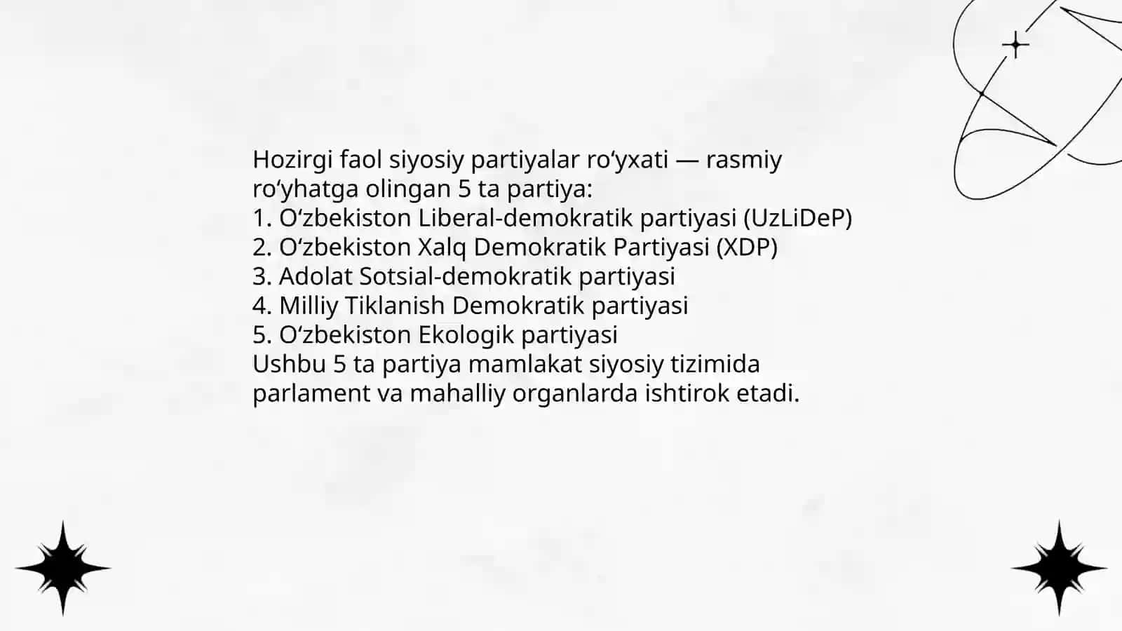 Oʻzbekiston Respublikasi Partiyalari 4