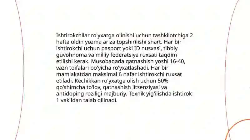 Musobaqa qoidalari va hakamlik qoidalari 4