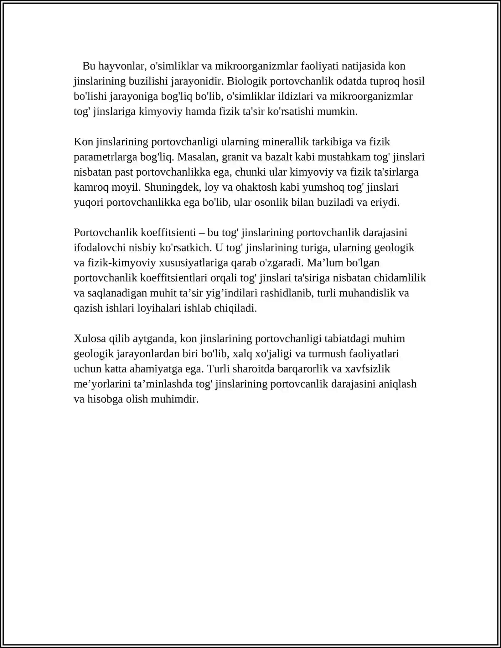 Kon jinslarining portovchanligi 4