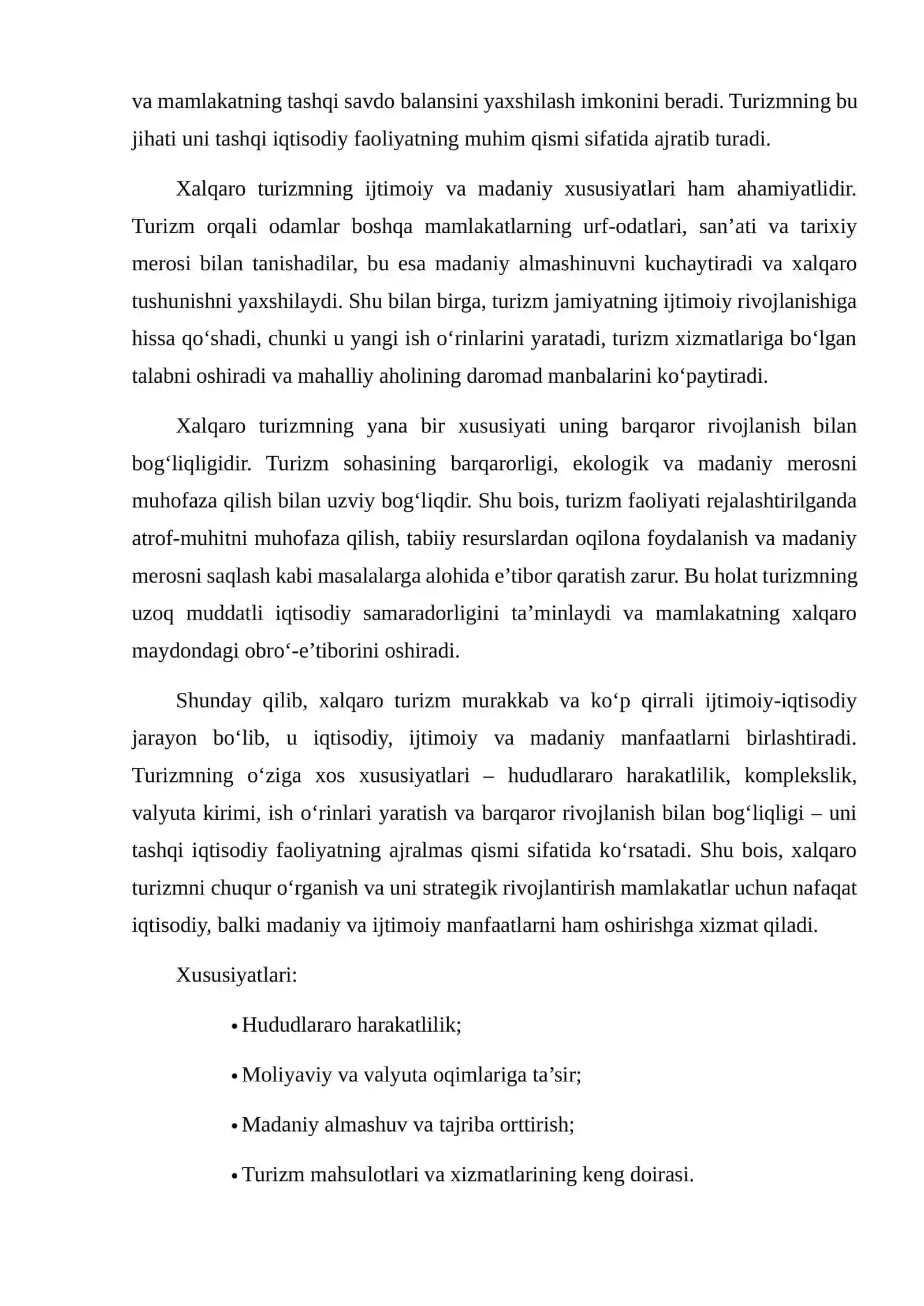 Xalqaro Turizmning Tashqi Iqtisodiy Faoliyat Sifatidagi O‘rni 4