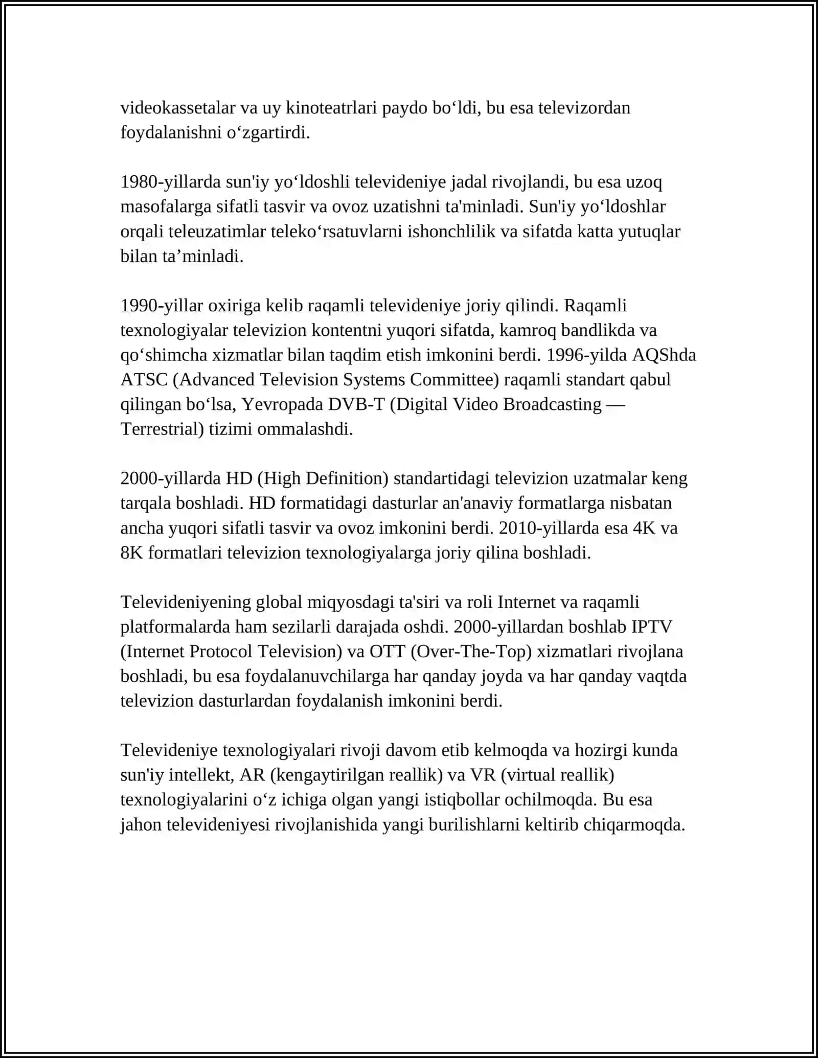 TELEVIDENIYA-KÒNGILOCHAR SANOAT SIFATIDA 4