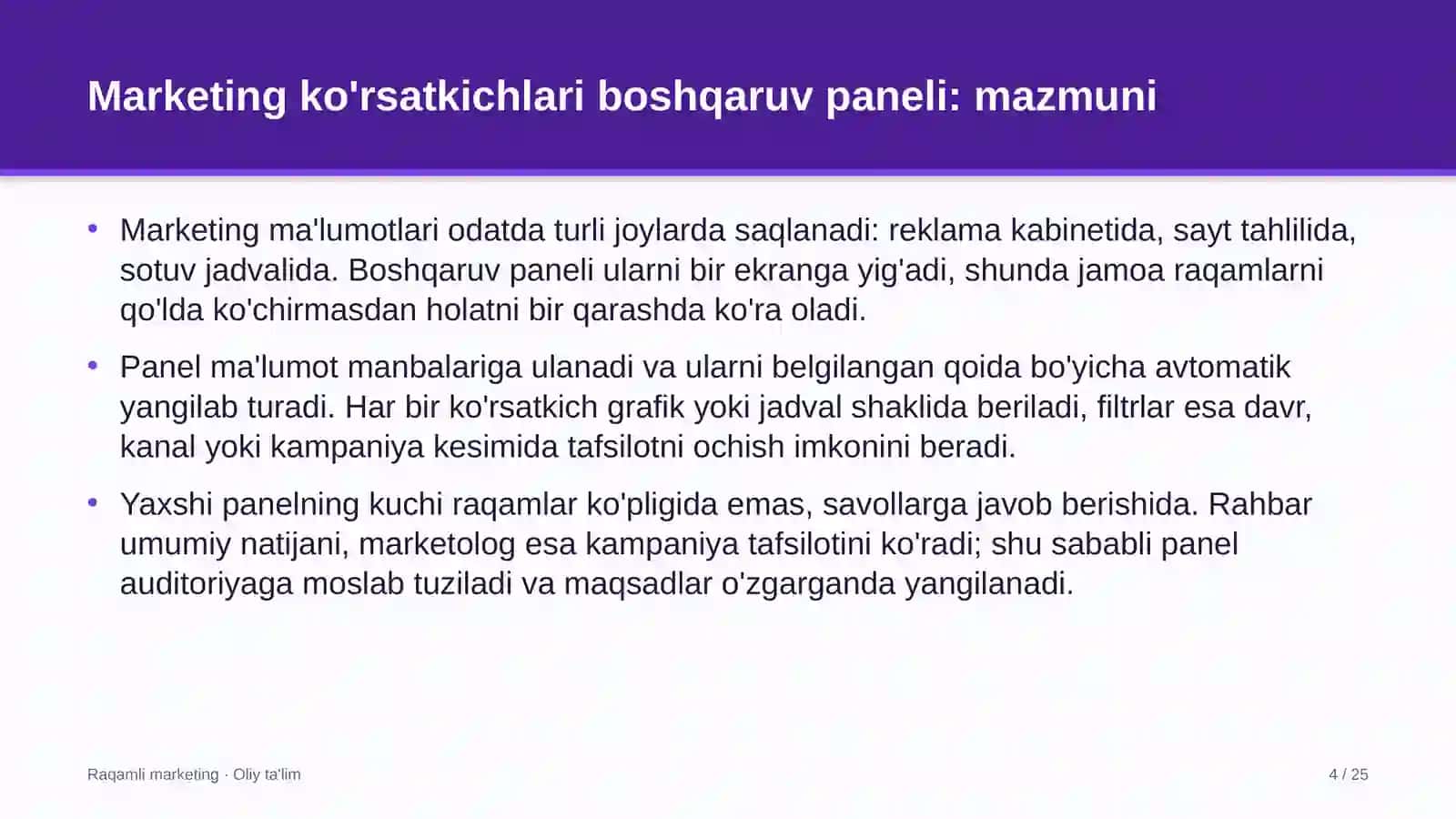 Raqamli marketing · Oliy ta'lim 4