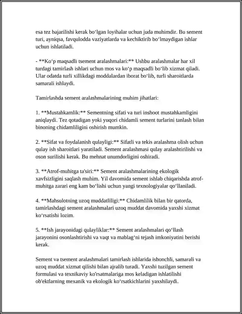 TAMIRLASHDA QOʻLLANILADIGAN MATERIALLAR 4