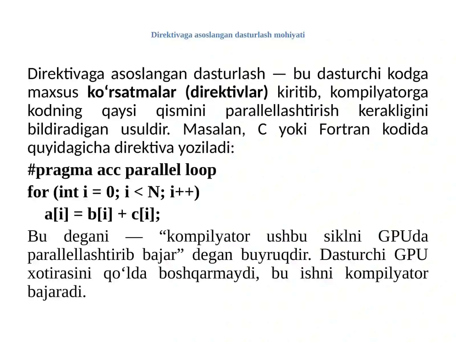 Direktivagaasoslangan GPU dasturlash 4