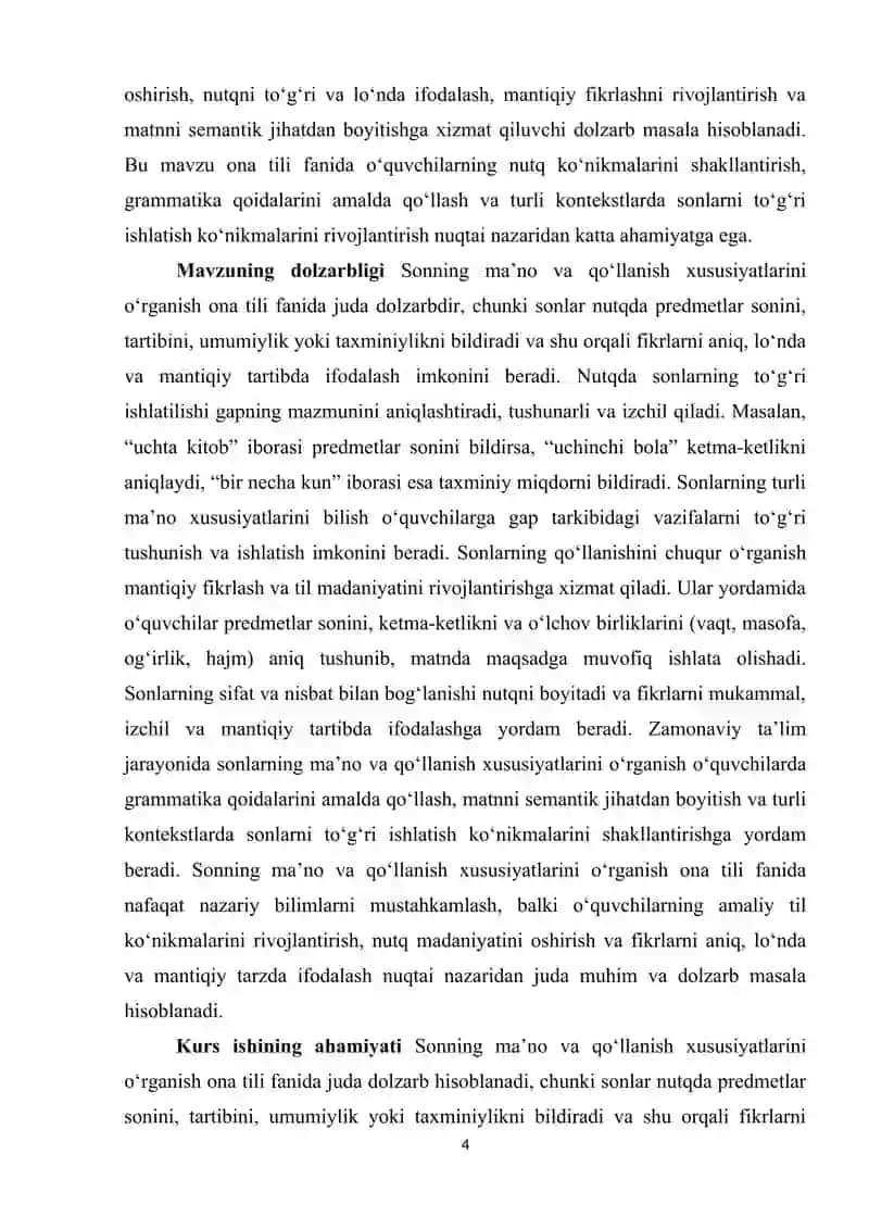 Sonning ma’no xusisiyatlari va qo’llanish xususiyatlari 4