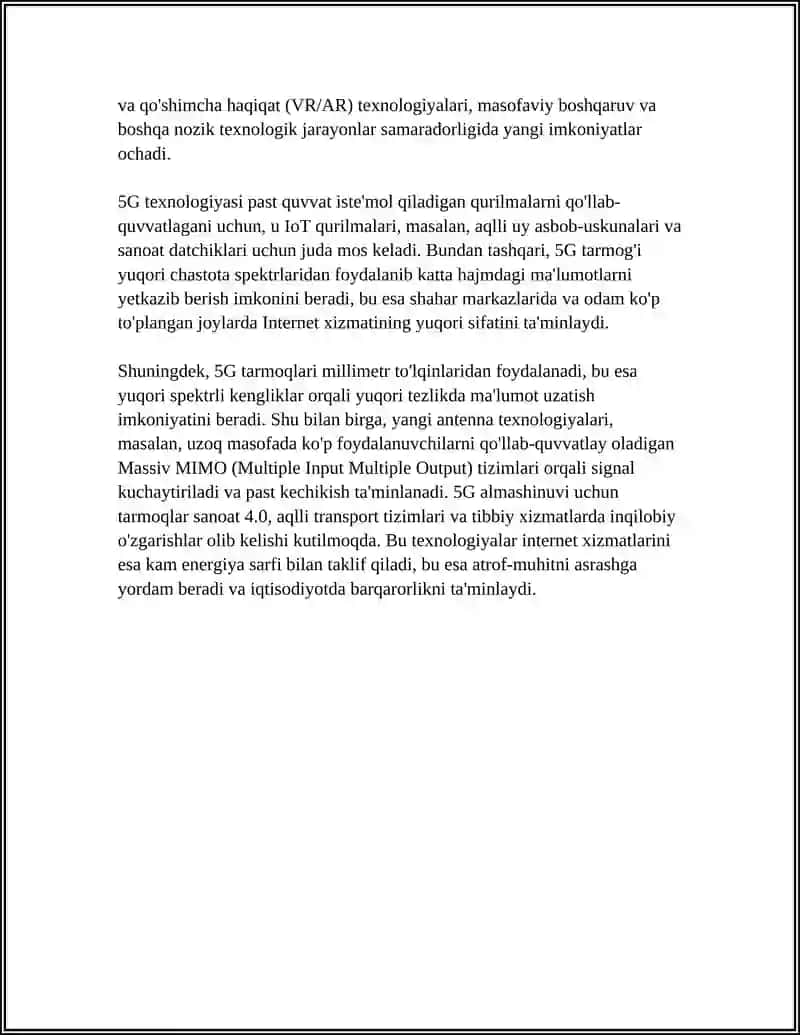 MOBIL TARMOQLAR: 3G, 4G (WIMAX VA LTE) VA 5G TEXNOLOGIYALARI 4