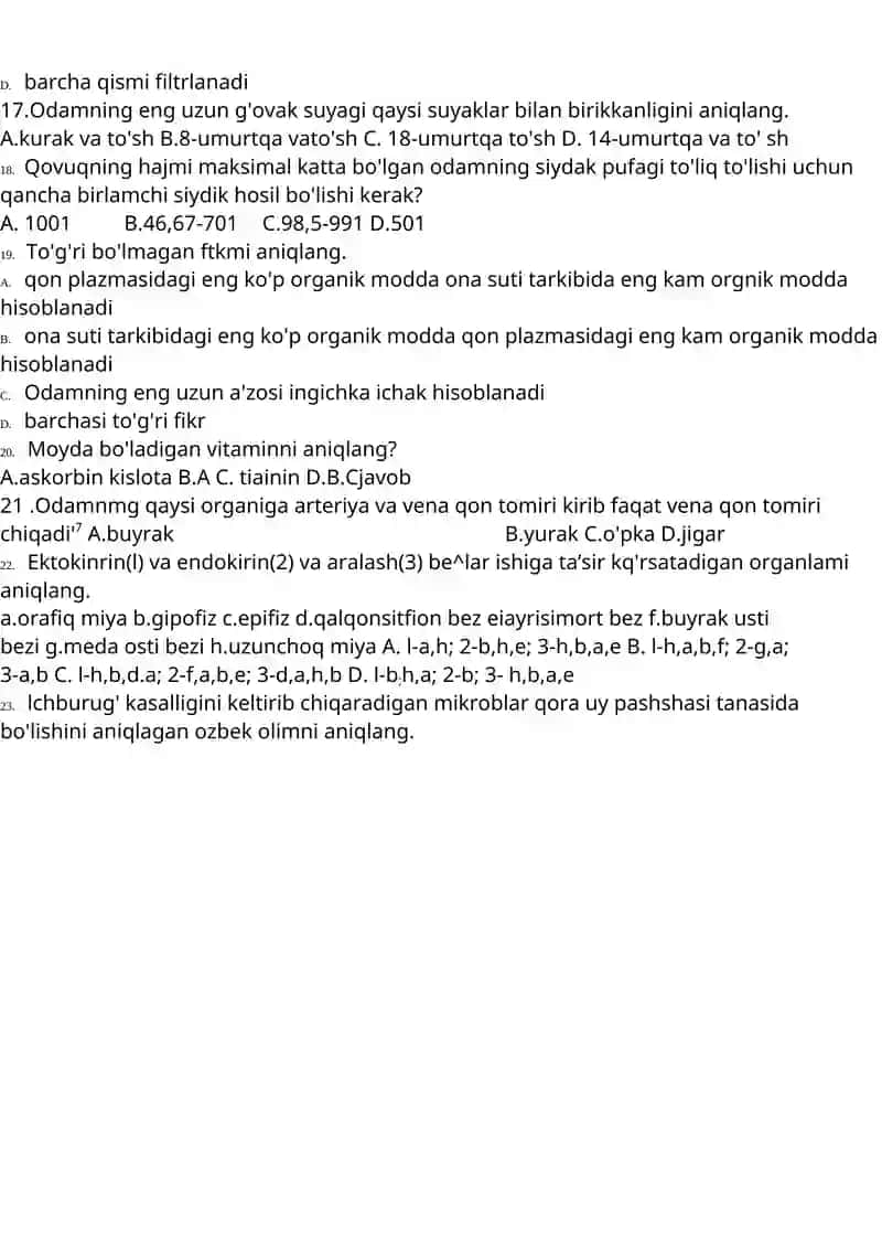 fiziologiya test savollari 4
