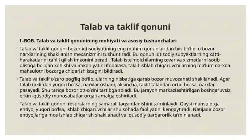 Talab va taklif qonunini 4