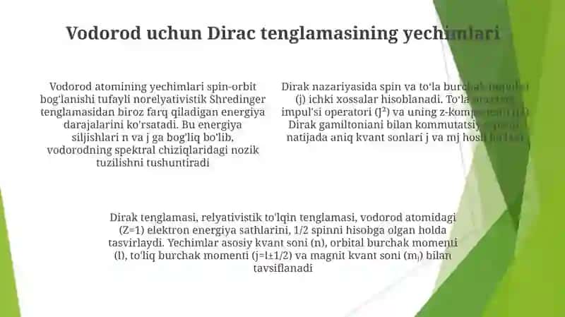Dirak Tenglamasi va Vodorod Atomi 4