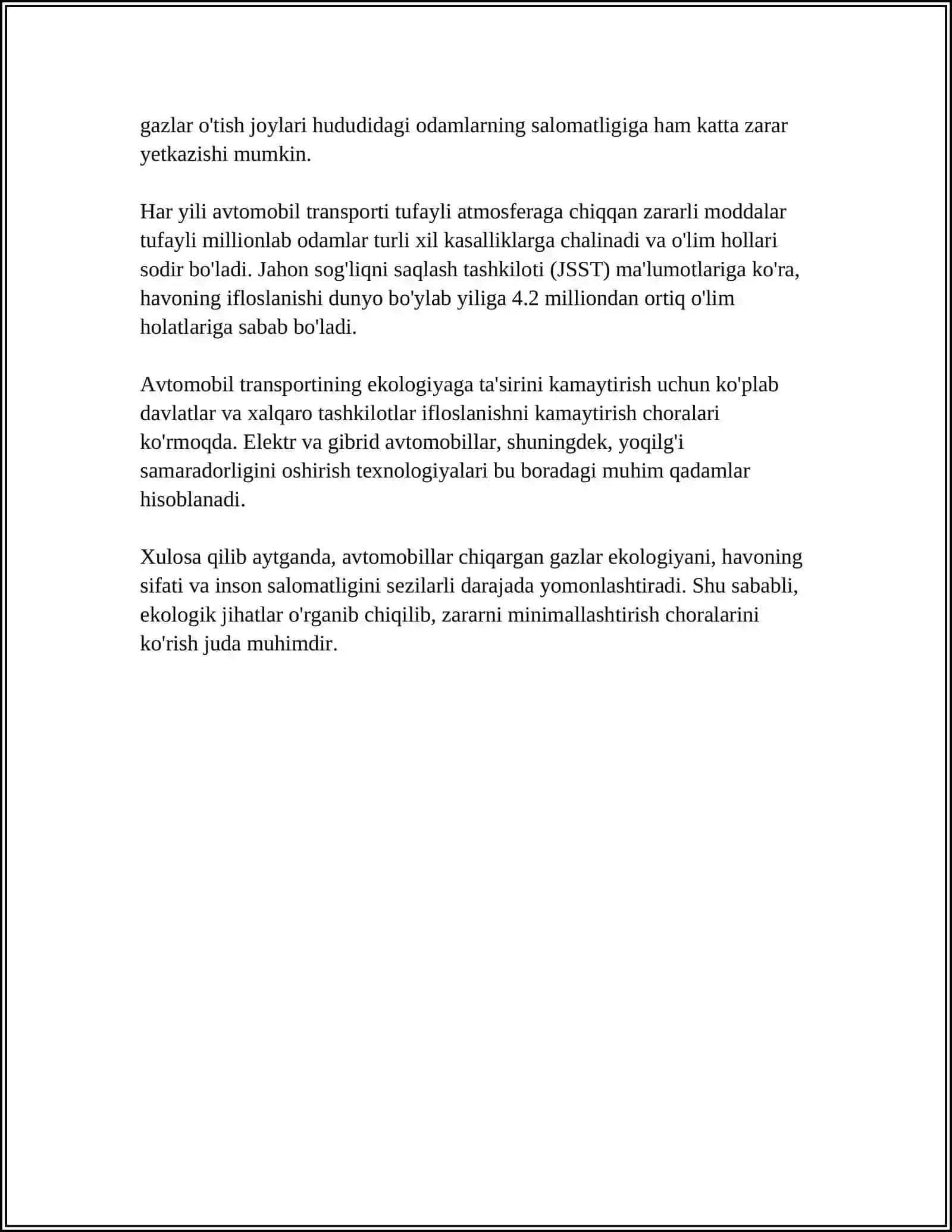 TRANSPORT VOSITALARINING EKALOGIYAGA TASIRI 4
