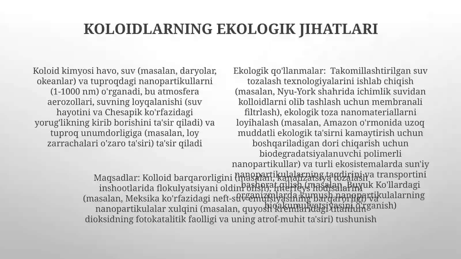 Kalloid kimyo fanining maqsad va vazifalari 4