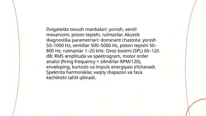 Akustik usulda dvigatelni diagnostikalash parametrlarini o‘rganish 4