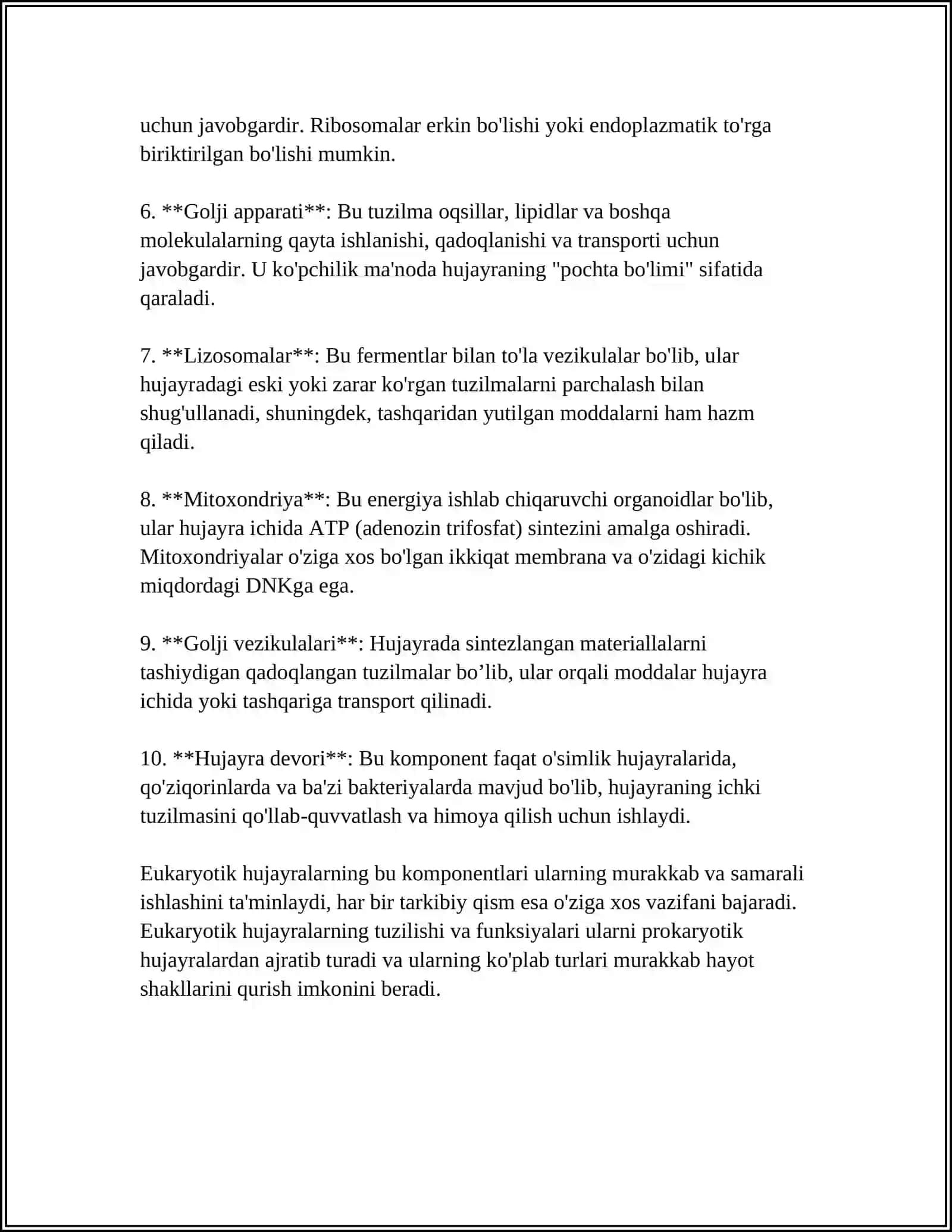 EUKARIOT HUJAYRALAR VA ULARGA TAVSIF 4