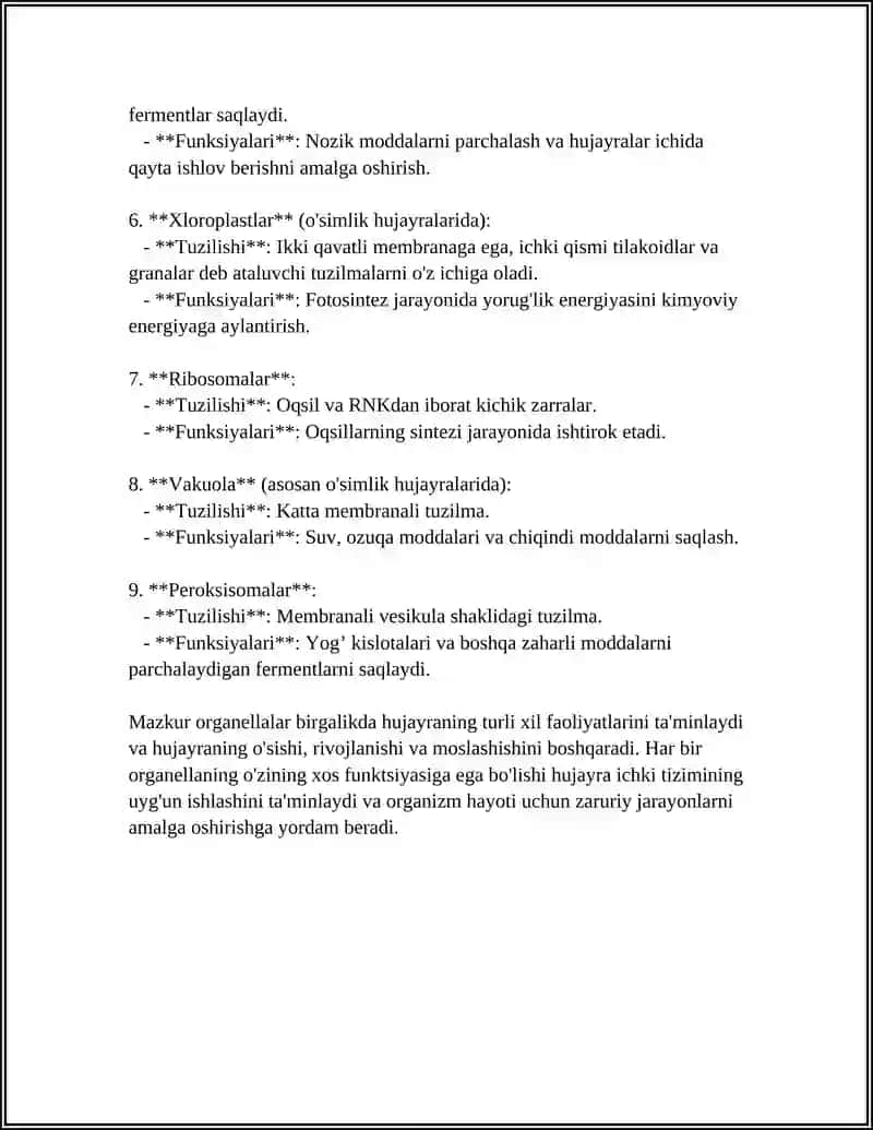 ORGANOIDLAR YADRO RIBOSOMA SITOSKELET 4