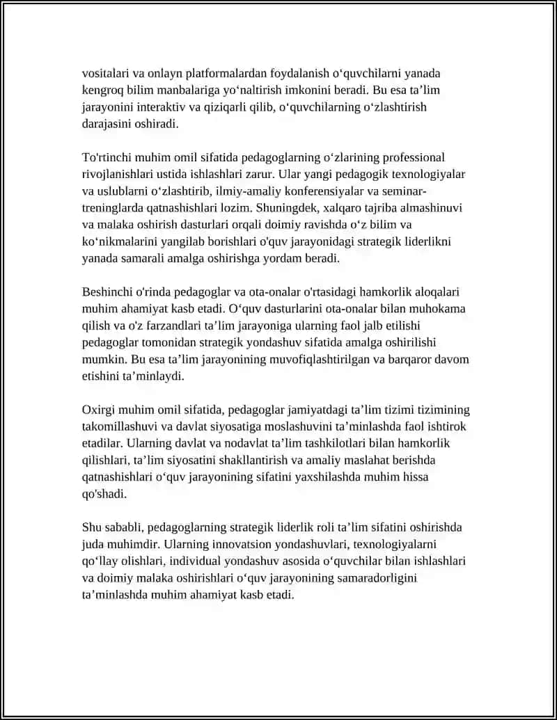 TAʼLIM SIFATINI OSHIRISHDA PEDAGOGNING OʻRNI 4