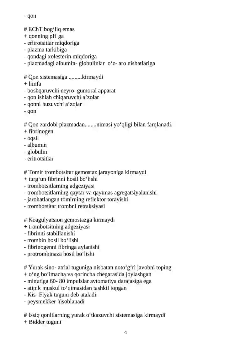 Qo‘zg‘aluvchan to‘qimalarga kirmaydi 4