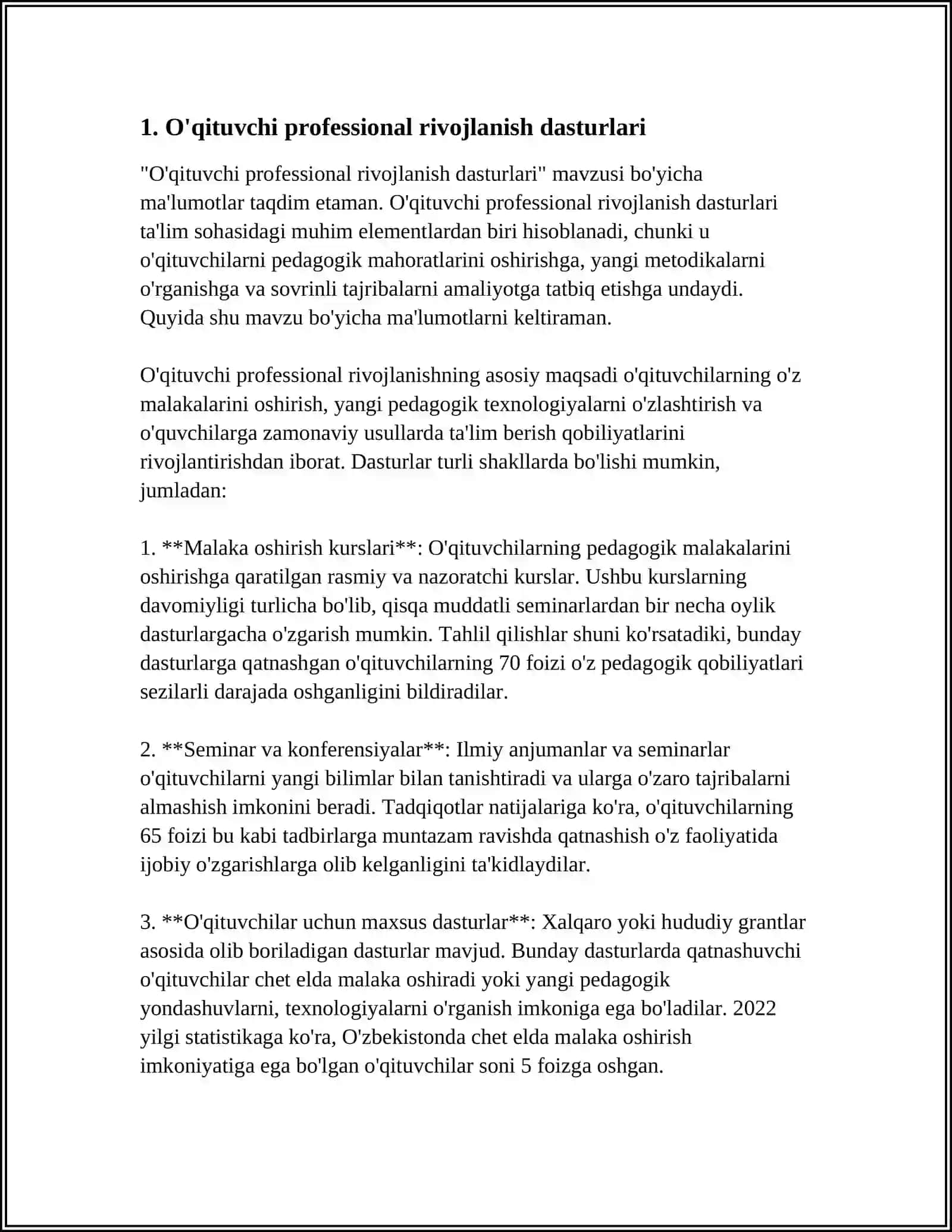 O'qituvchi professional rivojlanish dasturlari 4