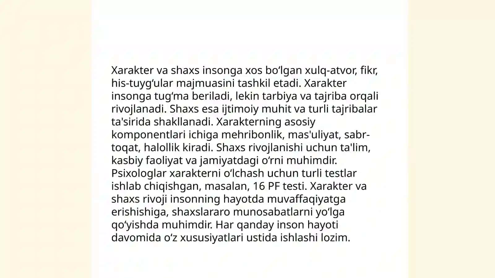 Xarakter haqida tushincha 4