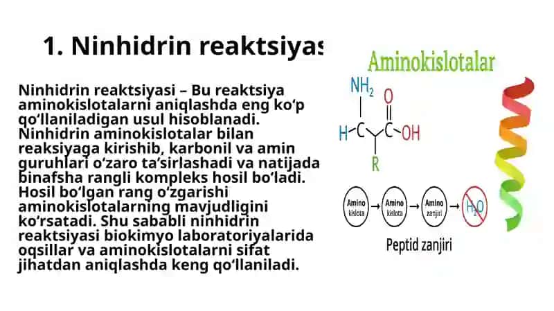 Aminokislotalarga xos sifat reaktsiyalari 4