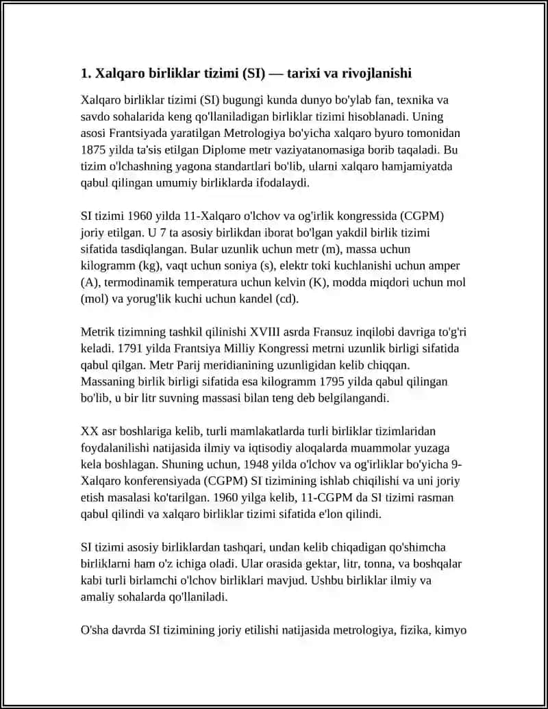 Xalqaro birliklar tizimi (SI) — tarixi va rivojlanishi 4